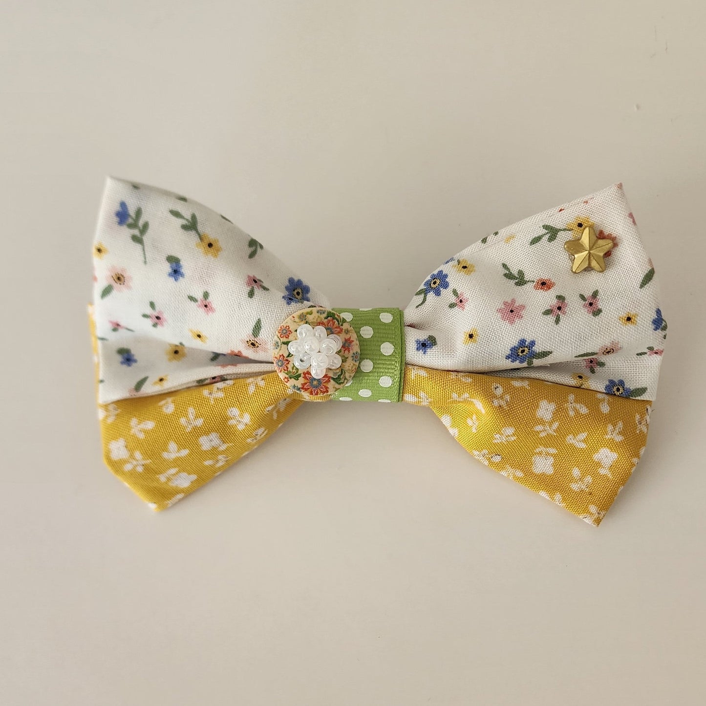 Yellow and Floral Button