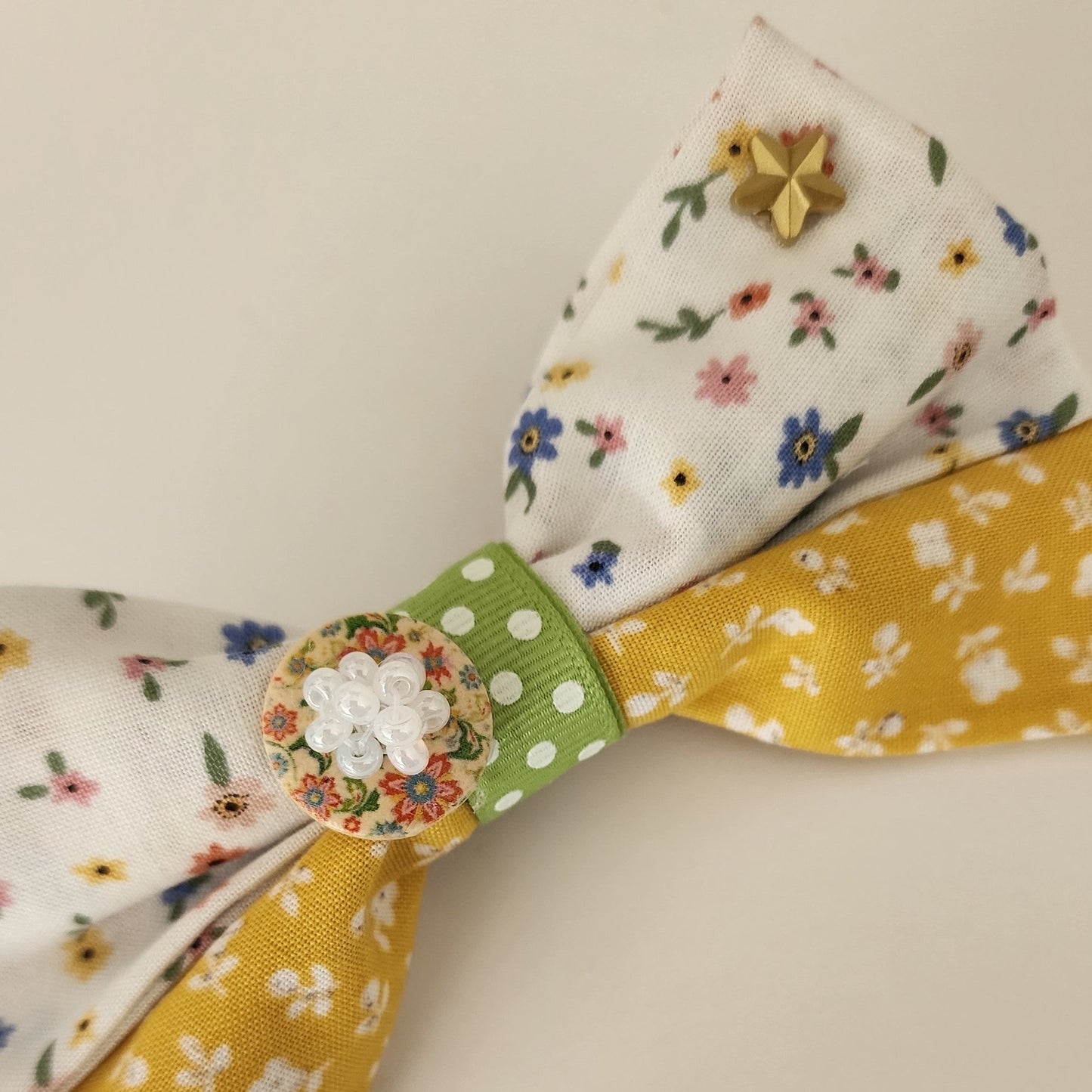 Yellow and Floral Button